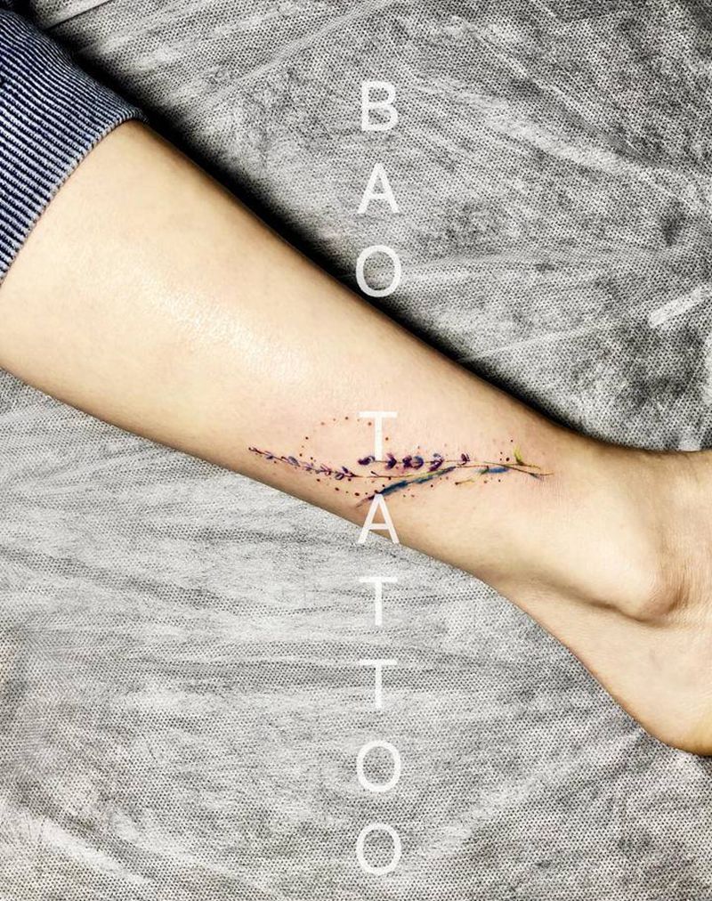 店内王师傅作品纹身图片_脚部水彩纹身图案