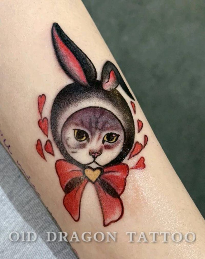 猫咪纹身图片_水彩纹身图案