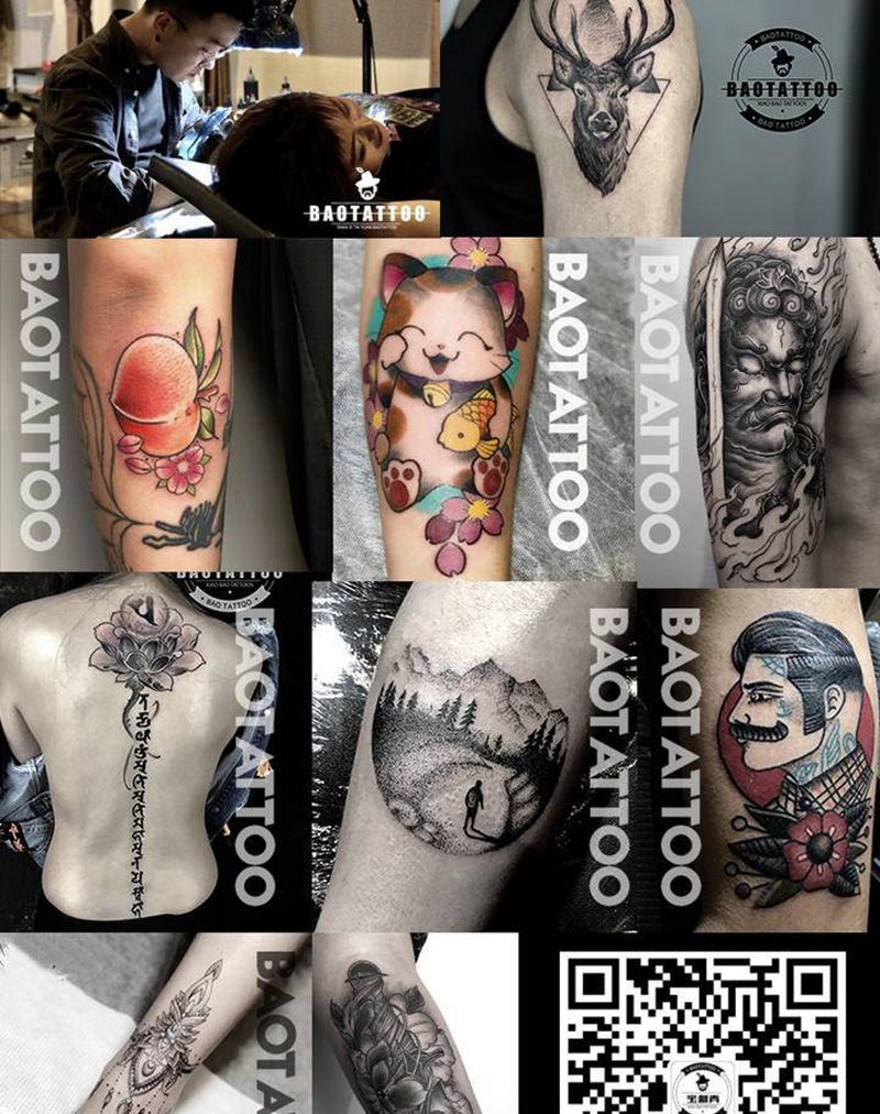 清新school风格入口纹身图片_点刺Old School清新纹身图案