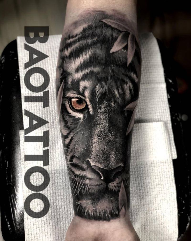 欧美写实老虎纹身图片_手臂欧美写实纹身图案