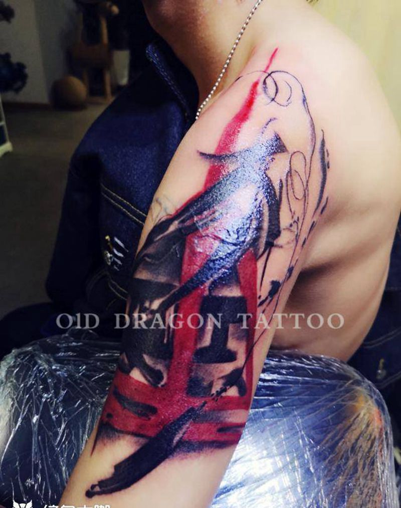 水墨纹身图片_手臂纹身图案