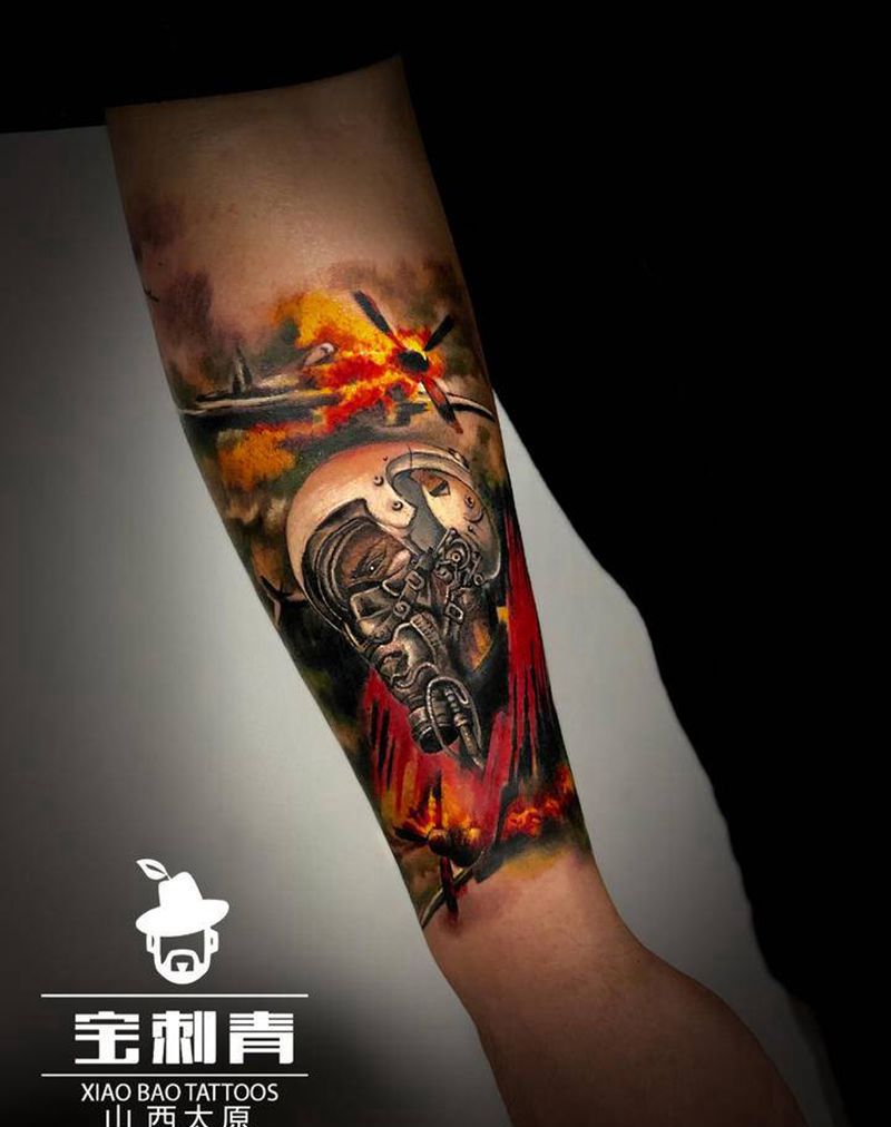 War战争纹身图片_手臂欧美写实战争军事纹身图案