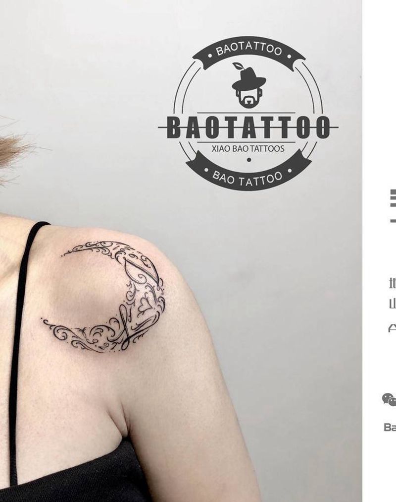 小清新作品纹身图片_肩部花体字字母纹身图案