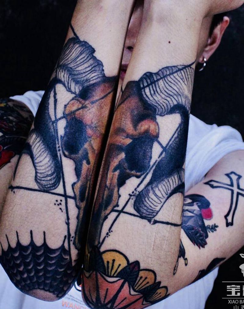 oldschool花臂拼接纹身图片_手臂Old School纹身图案