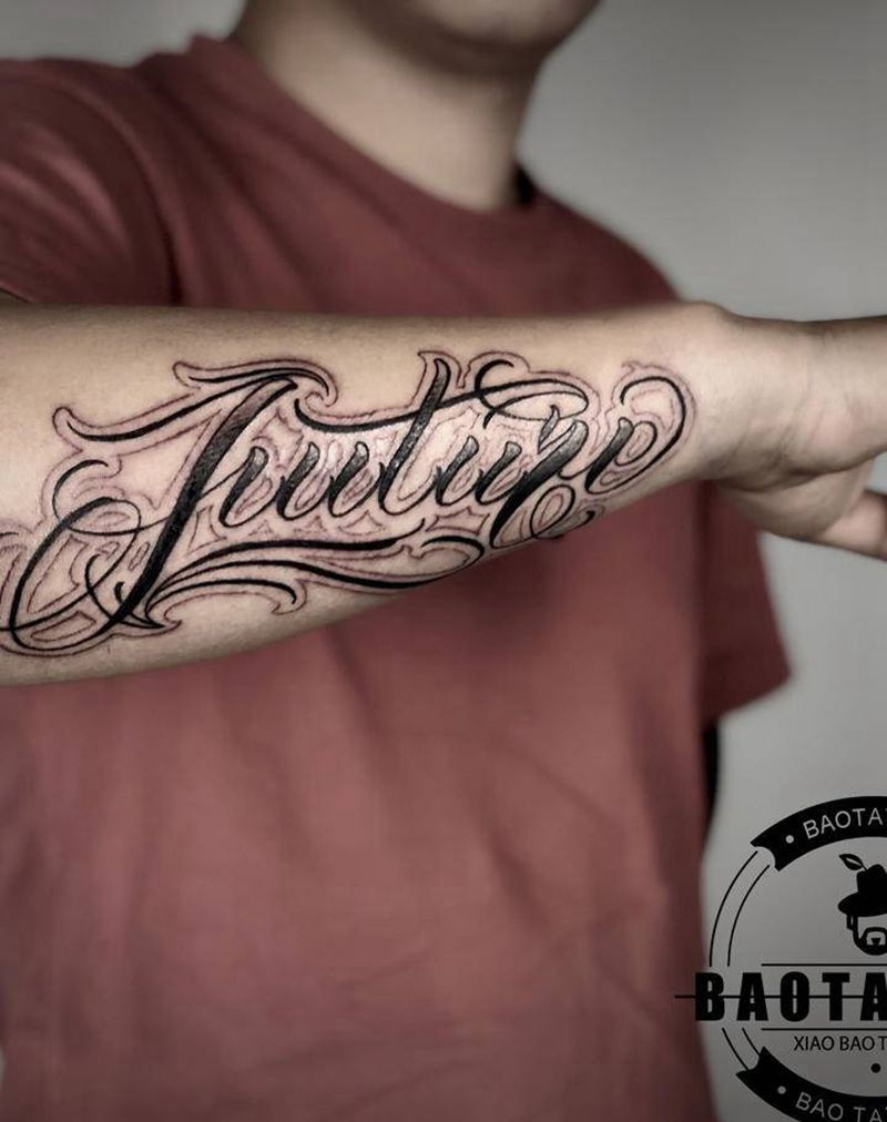 其卡诺花体字纹身图片_手臂花体字其卡诺纹身图案