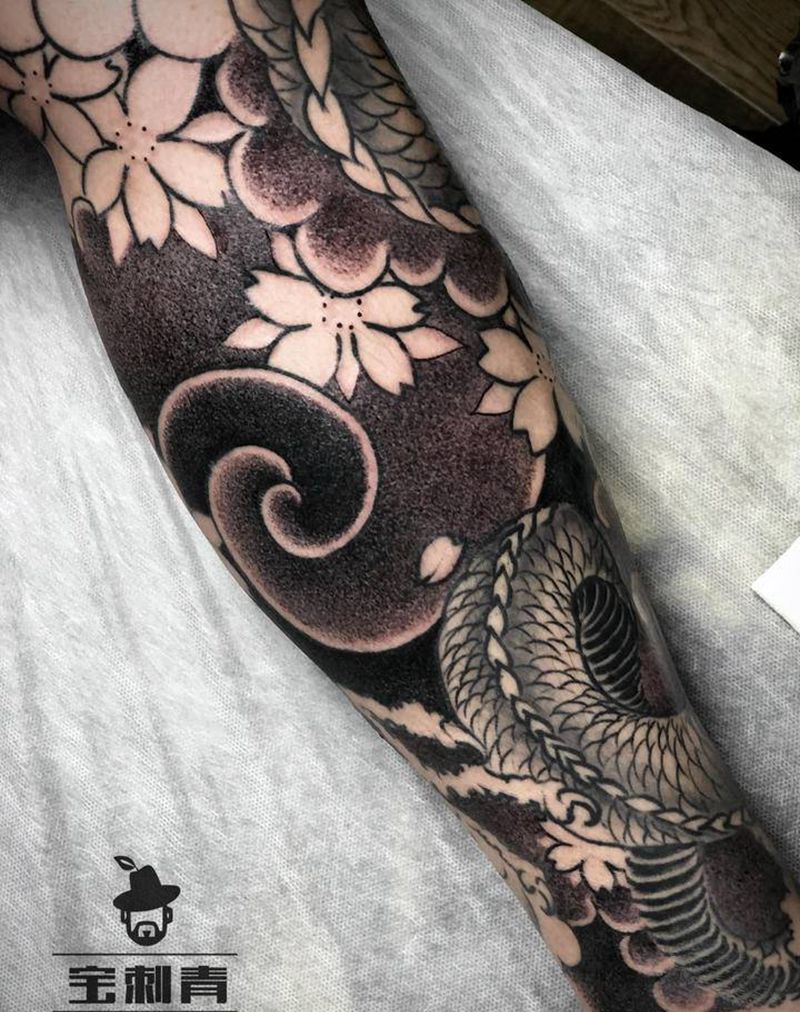 日式传统局部纹身图片_脚部老传统纹身图案