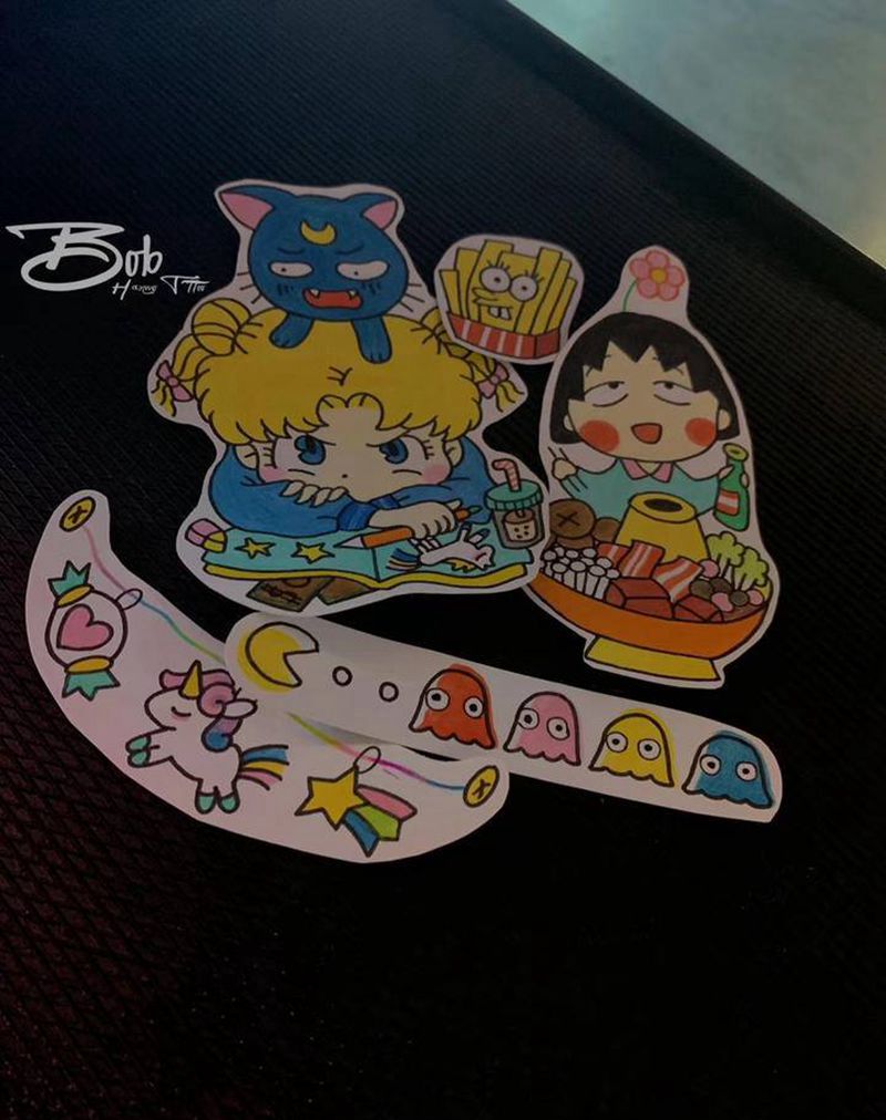 卡通手稿纹身图片_手臂肩部New School纹身图案