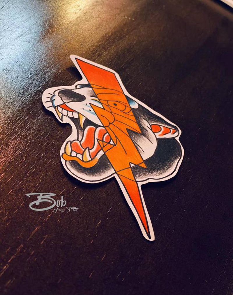 豹头纹身图片_手臂颈部纹身图案