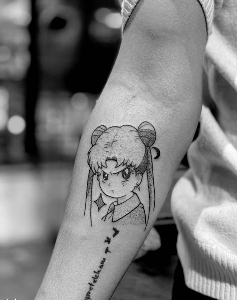 美少女战士纹身图片_手臂New School点刺清新风纹身图案