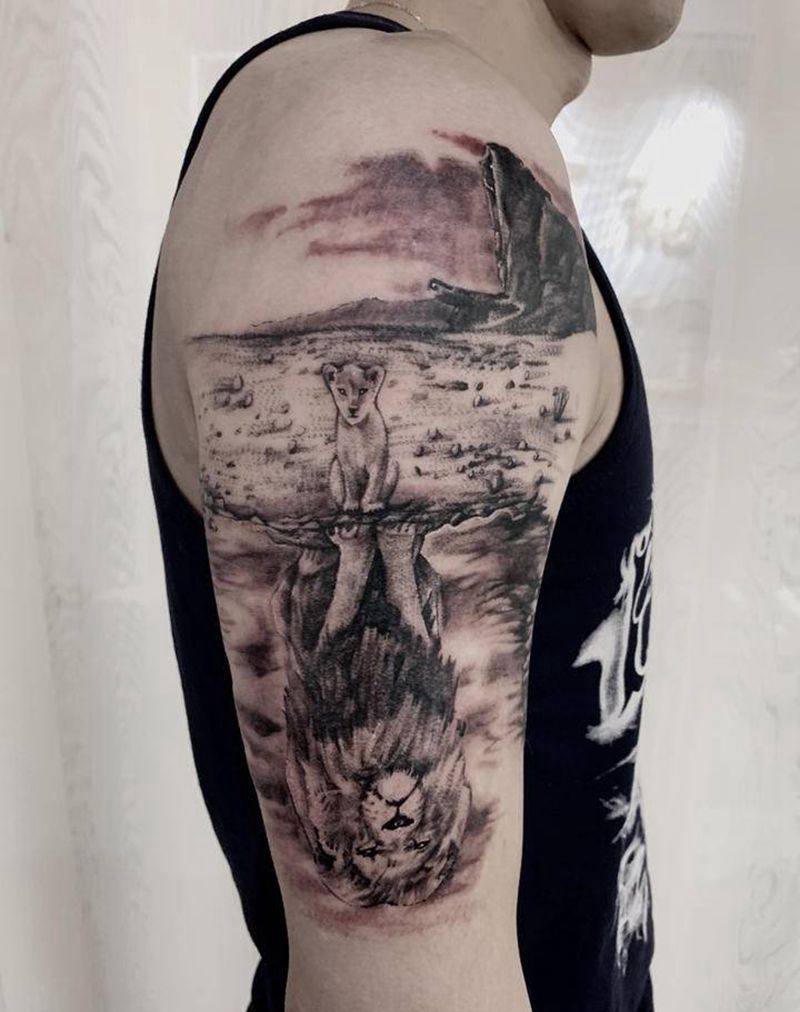 写实狮子纹身图片_臀部欧美写实纹身图案