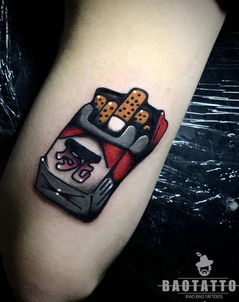 吸烟有害健康纹身图片_手臂Old School纹身图案