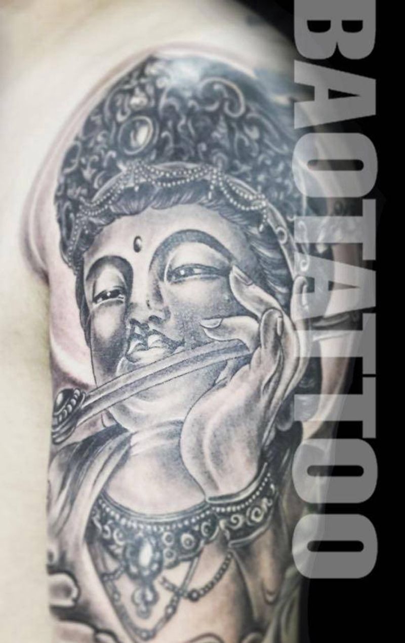 普贤菩萨纹身图片_手臂新传统纹身图案