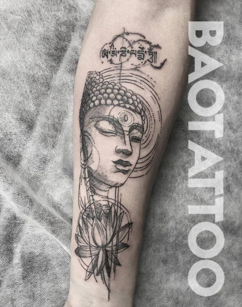 如来作品纹身图片_手臂新传统佛纹身图案