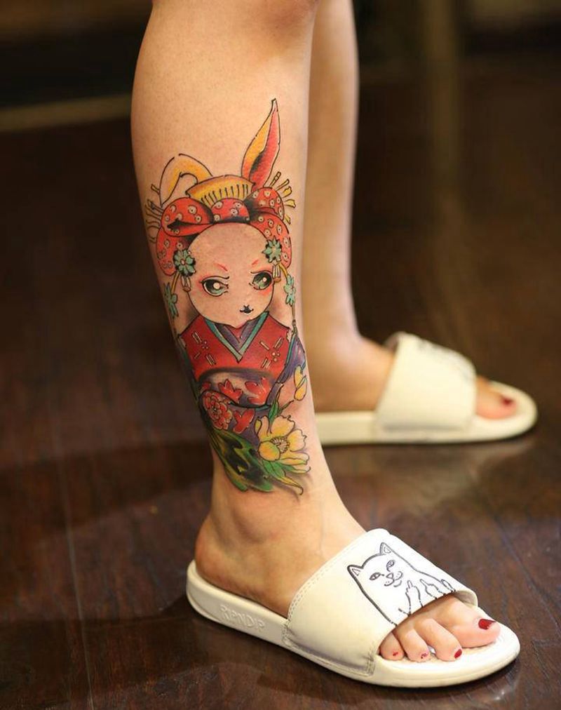 兔女郎纹身图片_手臂腿部新传统纹身图案