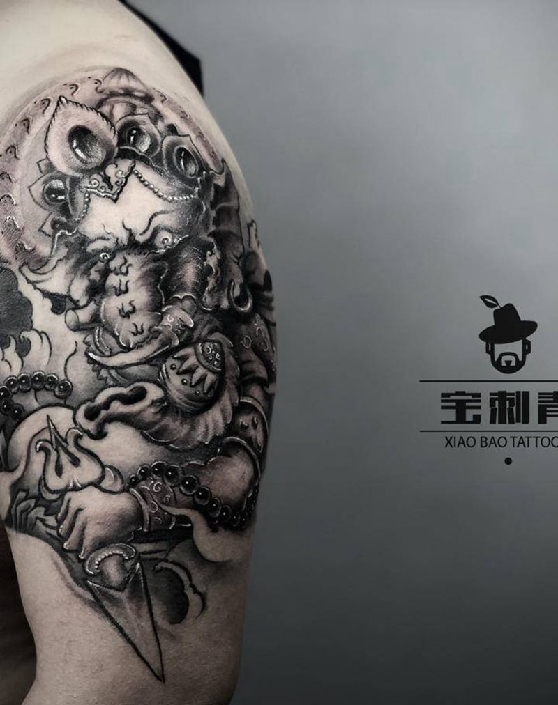 象神纹身图片_手臂新传统纹身图案