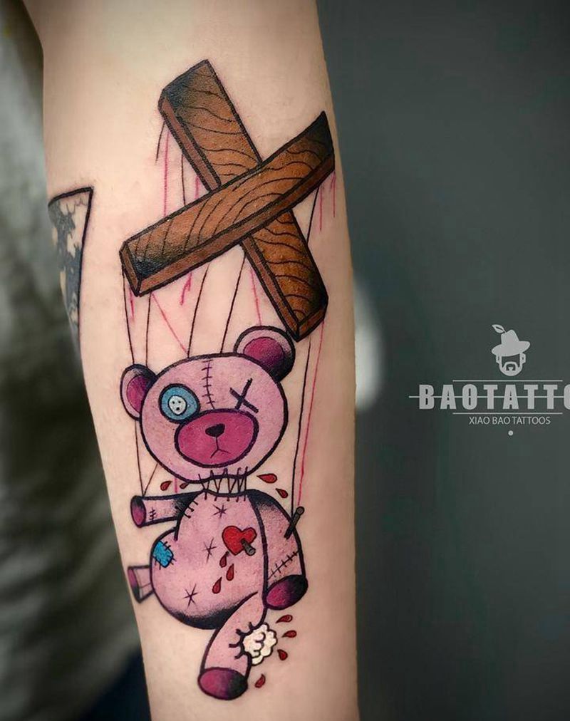 布偶熊纹身图片_手臂Old School纹身图案