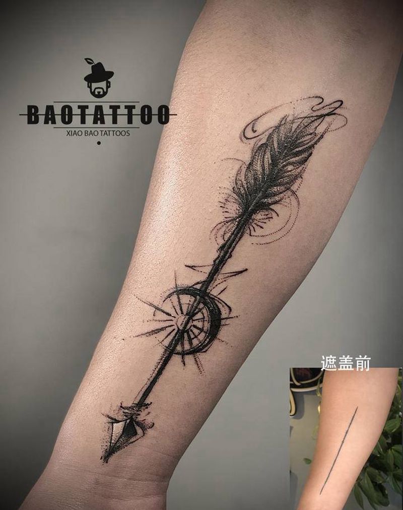 遮盖纹身图片_手臂点刺纹身图案