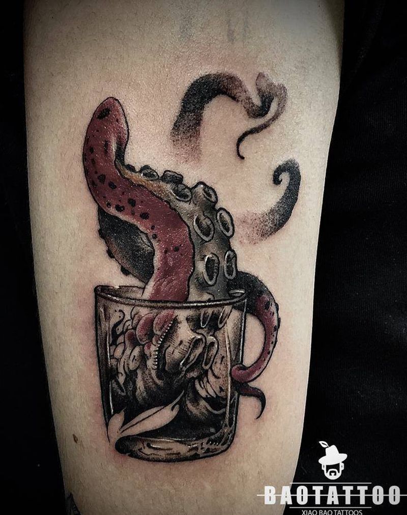 酒杯纹身图片_手臂New School纹身图案