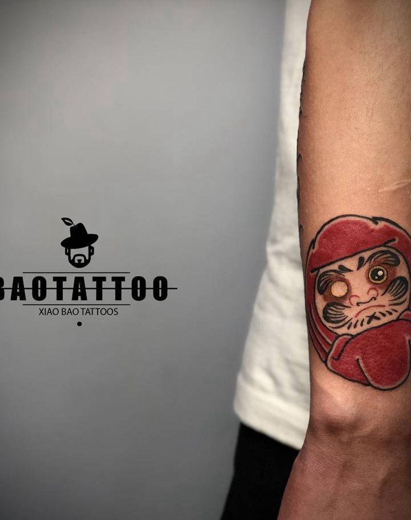 达摩蛋纹身图片_手臂老传统Old School纹身图案
