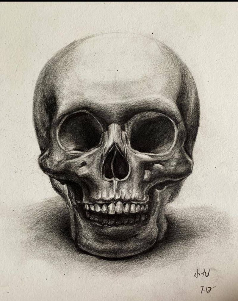 骷髅纹身图片_欧美写实纹身图案