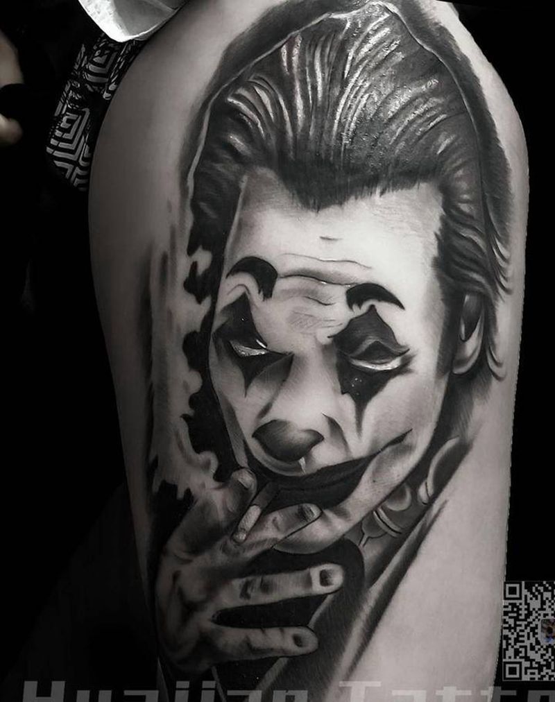 小丑纹身图片_欧美写实纹身图案