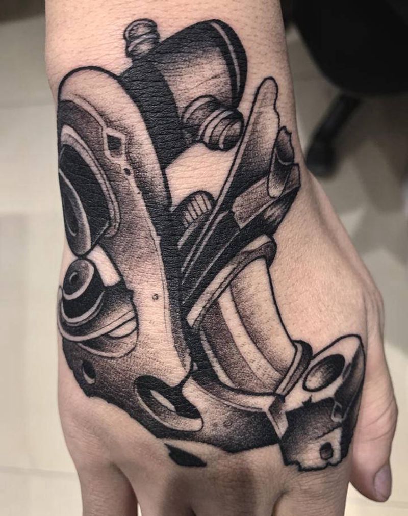 手背纹身机纹身图片_手部New School纹身图案