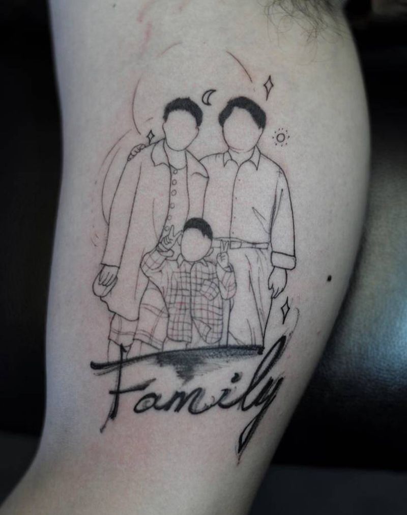 家人纹身图片_手臂几何纹身图案