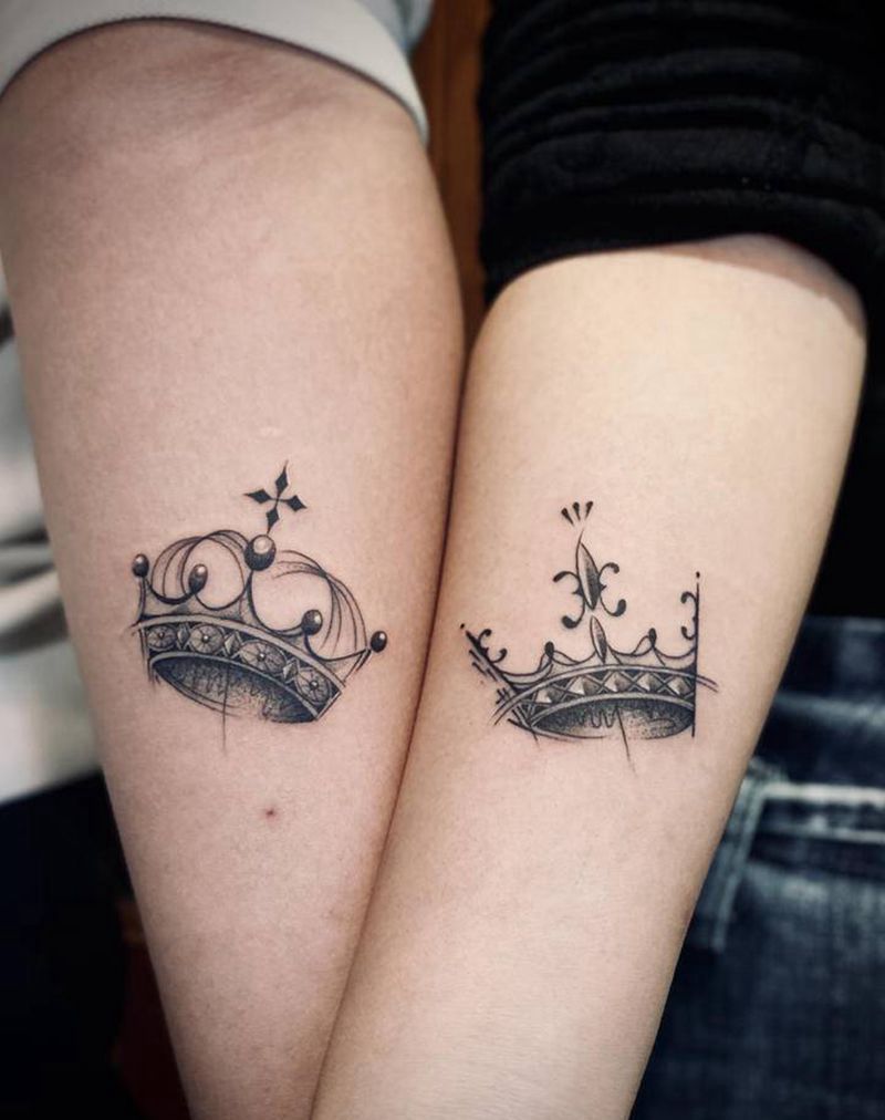皇冠情侣纹身纹身图片_手臂纹身图案