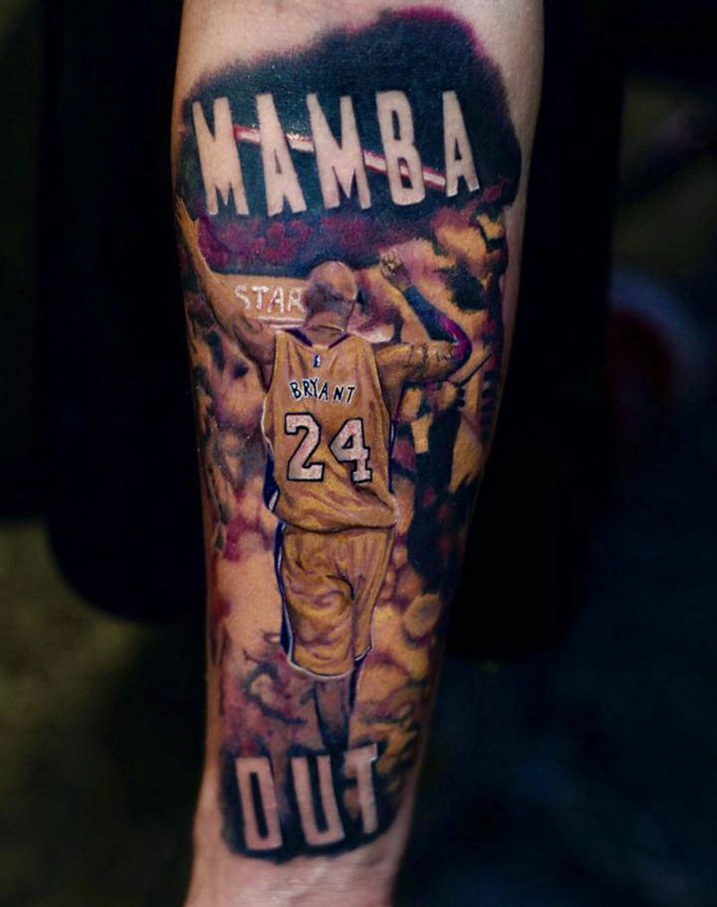 24科比纹身图片_手臂New School欧美写实纹身图案