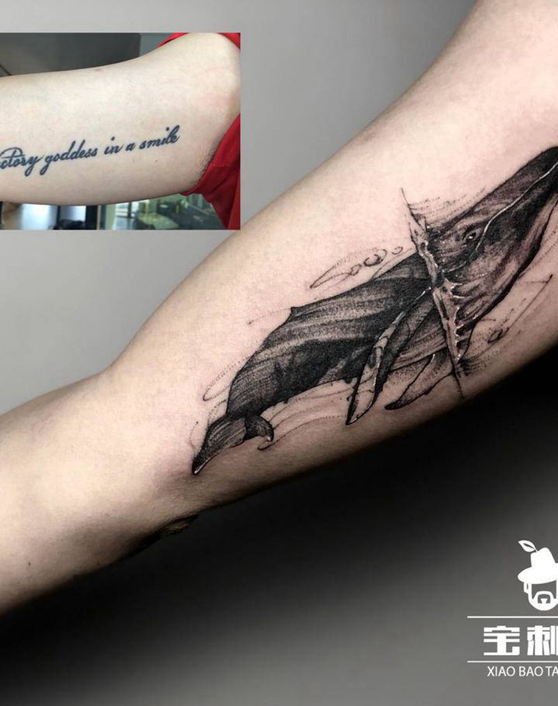 遮盖作品纹身图片_手臂点刺几何纹身图案