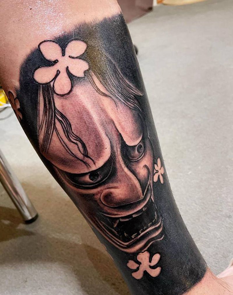 般若纹身图片_腿部纹身图案