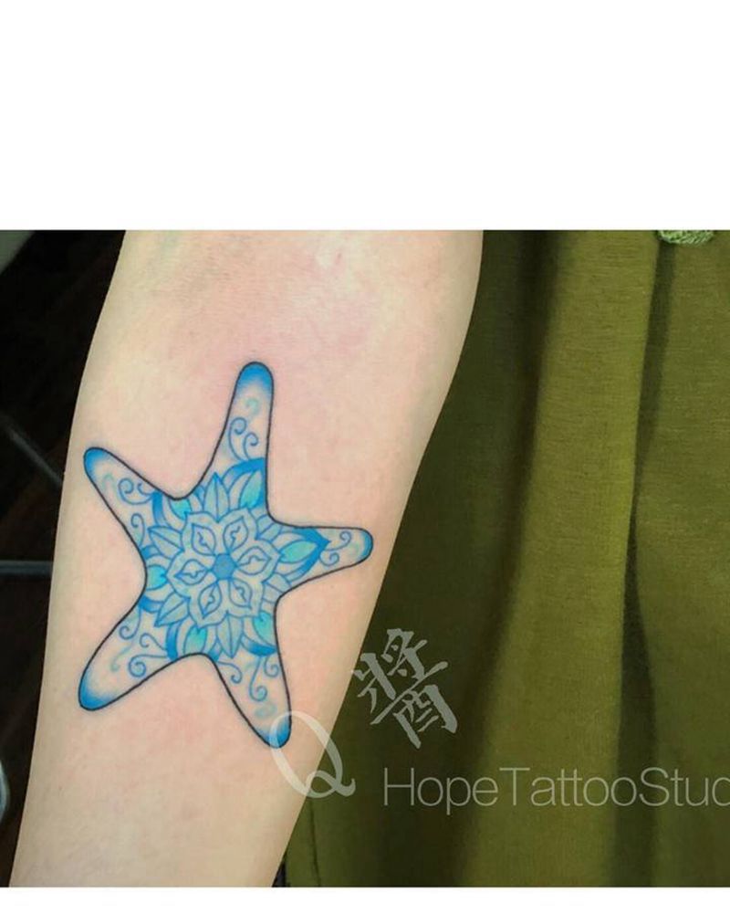 海星曼陀罗纹身图片_几何mandala纹身图案