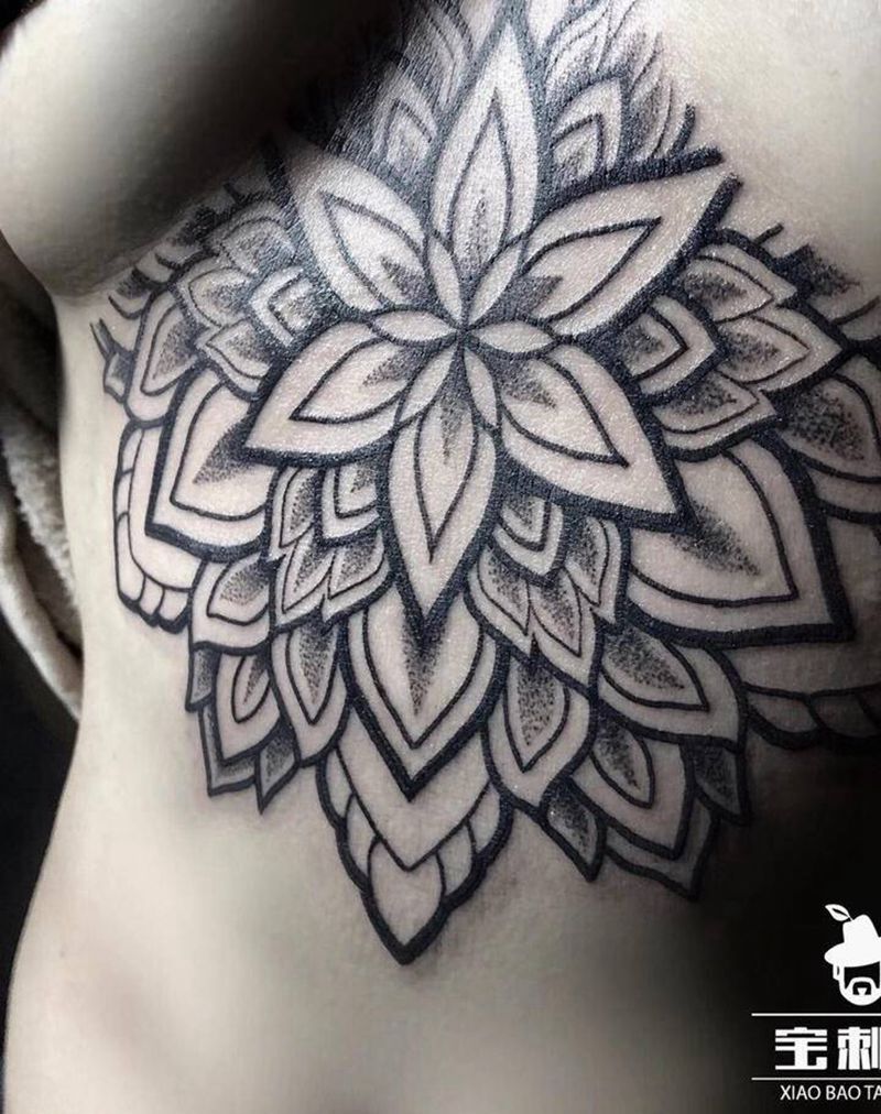 曼陀罗纹身图片_Old School几何纹身图案