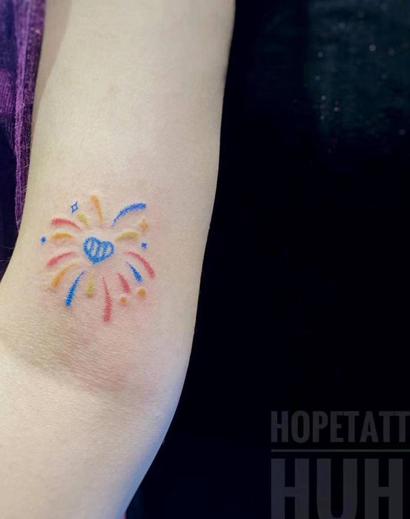 蜡笔小清新烟花纹身图片_手臂蜡笔烟花纹身图案