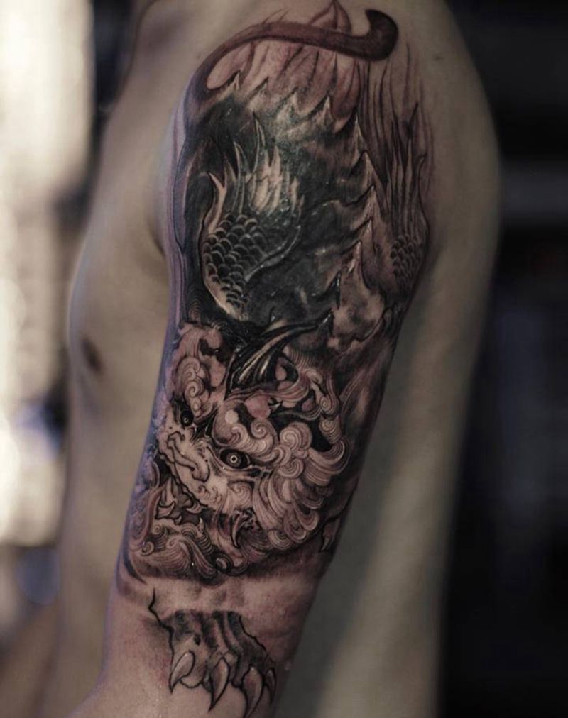 遮盖作品纹身图片_手臂老传统新传统纹身图案