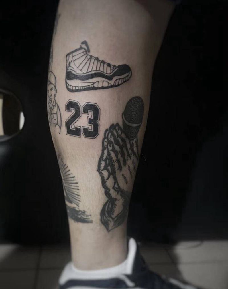 老美纹身图片_腿部Old School纹身图案