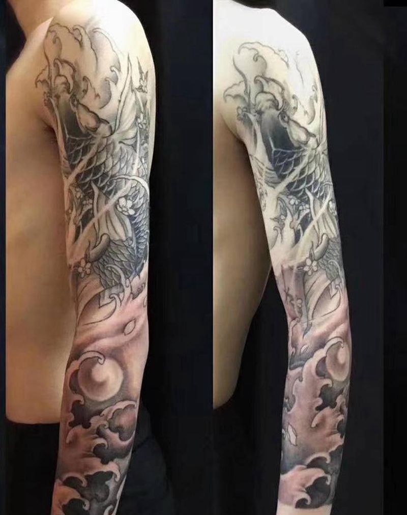 传统花臂纹身图片_手臂老传统纹身图案