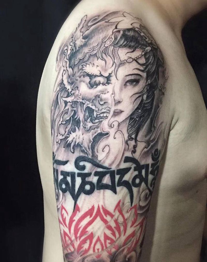 一念之间纹身图片_手臂新传统纹身图案