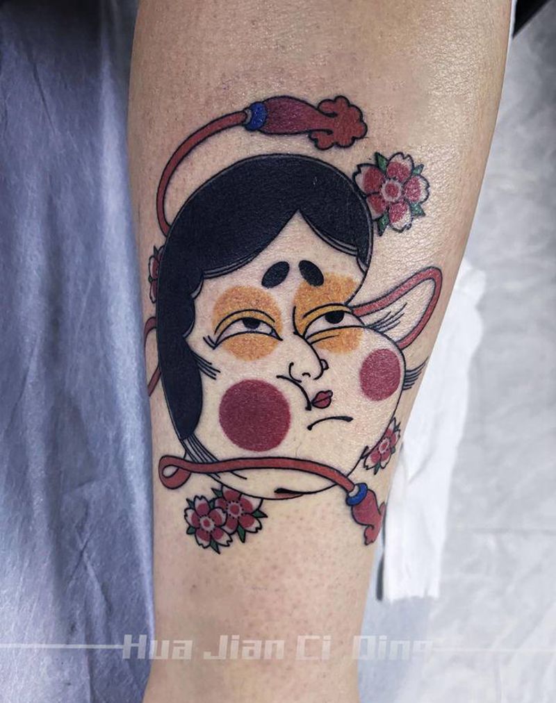 啊多福纹身图片_腿部纹身图案