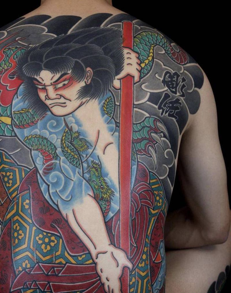 日式传统纹身图片_背部老传统纹身图案