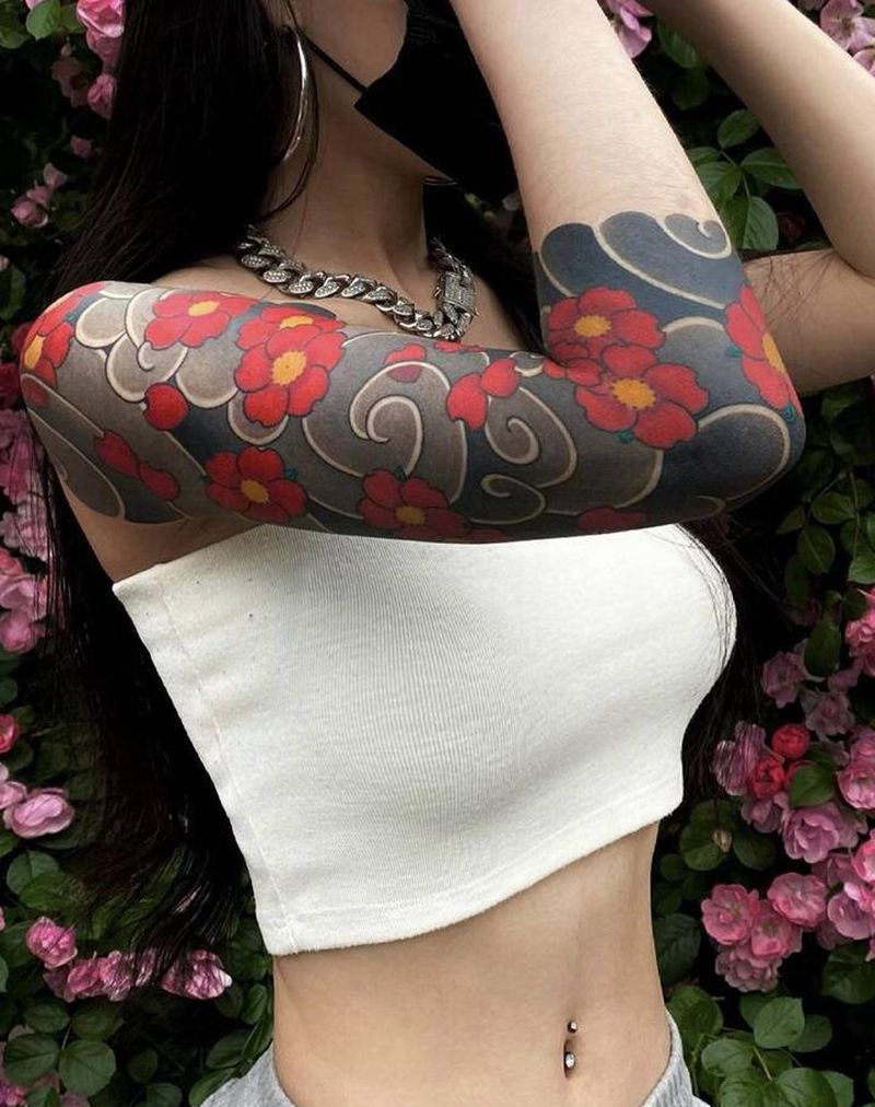 日式风格纹身图片_手臂老传统纹身图案