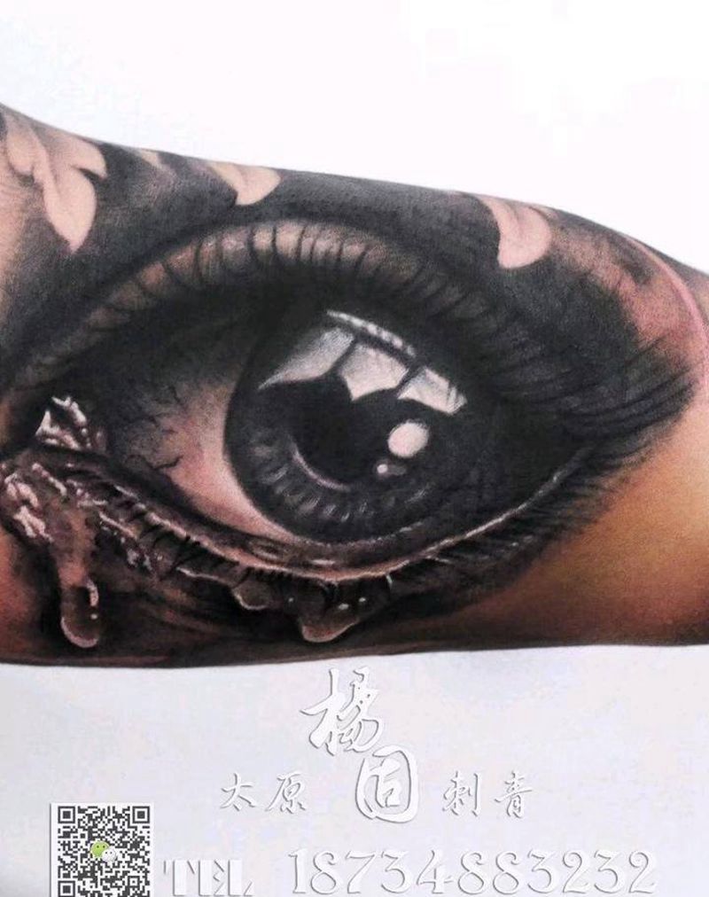 大眼睛纹身图片_手臂手部欧美写实纹身图案
