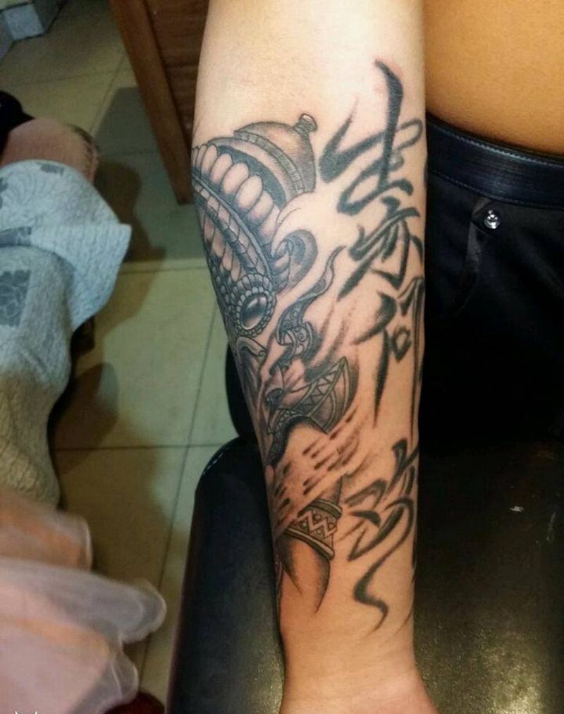 象神纹身图片_肩部背部手臂腿部传统习俗鬼神成品纹身图案