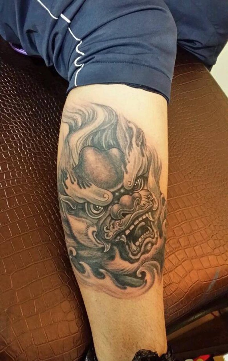 富贵唐狮纹身图片_肩部腰部背部手臂腿部动物成品纹身图案