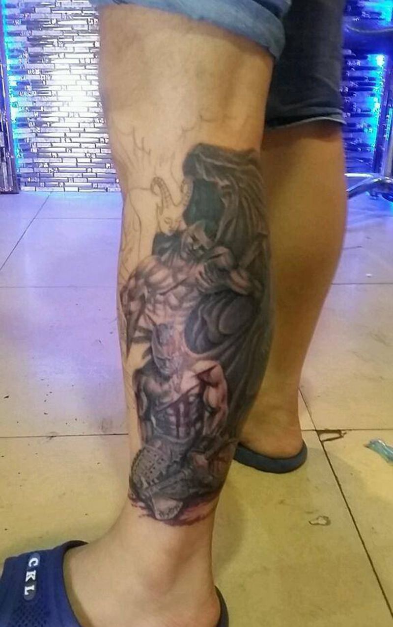 死亡与灵魂纹身图片_背部手臂腿部脚部欧美人物鬼神纹身图案