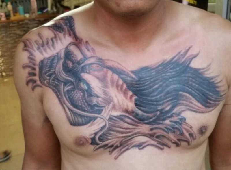 龙头遮盖效果纹身图片_动物成品纹身图案