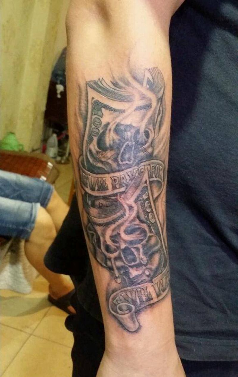 美元暴跌纹身图片_肩部胸部腰部背部臀部手臂手部欧美静物成品纹身图案