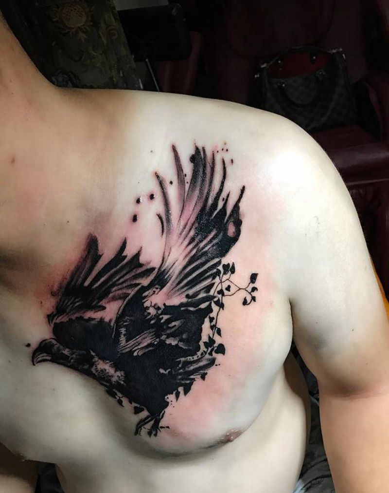 水墨老鹰纹身图片