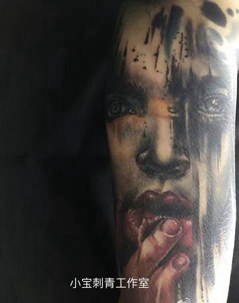 彩色肖像纹身图片