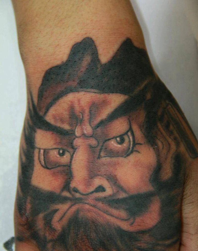 钟馗辟邪纹身图片_手部传统习俗肖像清新写实国画人物鬼神原创纹身图案